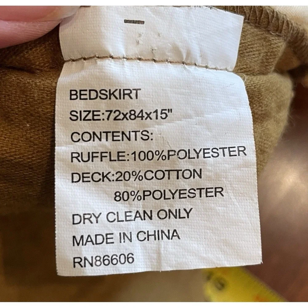 Cal King Pleated Corduroy Bedskirt Dust Ruffle 72x84 Tan‎ Split Corners 15